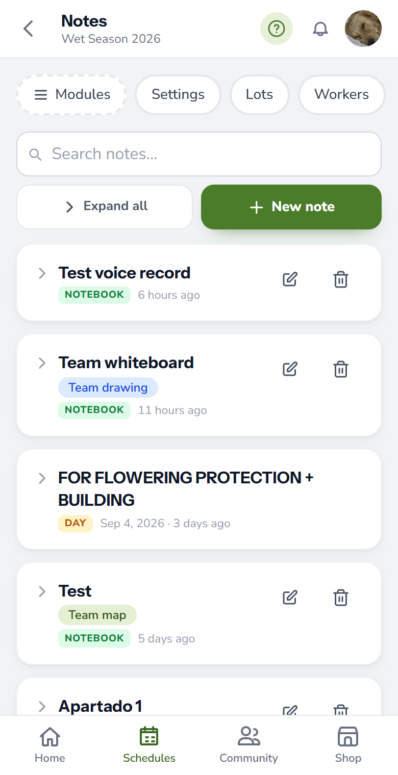 Notes with photos and voice recordings